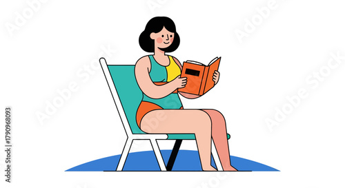 Relaxed Woman Reading A Book While Enjoying Her Leisure Time in Summer