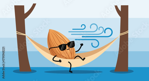 Relaxing Almond In A Hammock Enjoying a Breeze With The Sunglasses On a Summery Day