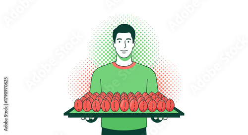 Person Showcasing Delicious Fruits On A Tray With A Stylish And Unique Design
