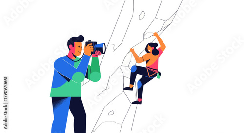 Photographer Captures Climber's Ascent on Dramatic Rock Face Against a Black Backdrop