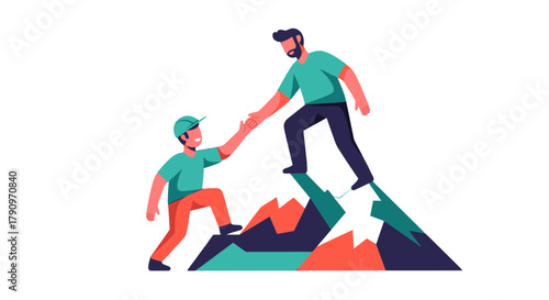 People Helping Each Other Climb to The Top, Reaching A New Point of Success Together