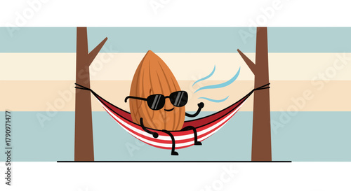 Relaxation and Joyful Moment Described by a Nut, Sunglasses, and Hammock