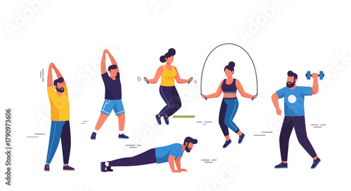 People Engaging In Varied Fitness Activities, Promoting Health And Energetic Lifestyles