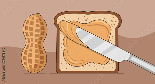 Peanut Butter And Toast Illustration Graphic Design For Delicious Breakfast Food