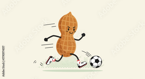Peanut Joins The Game: A Playful Animated Character Kicking a Soccer Ball
