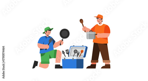 People Cooking Outdoors Enjoying Nature and Preparing Delicious Food Together