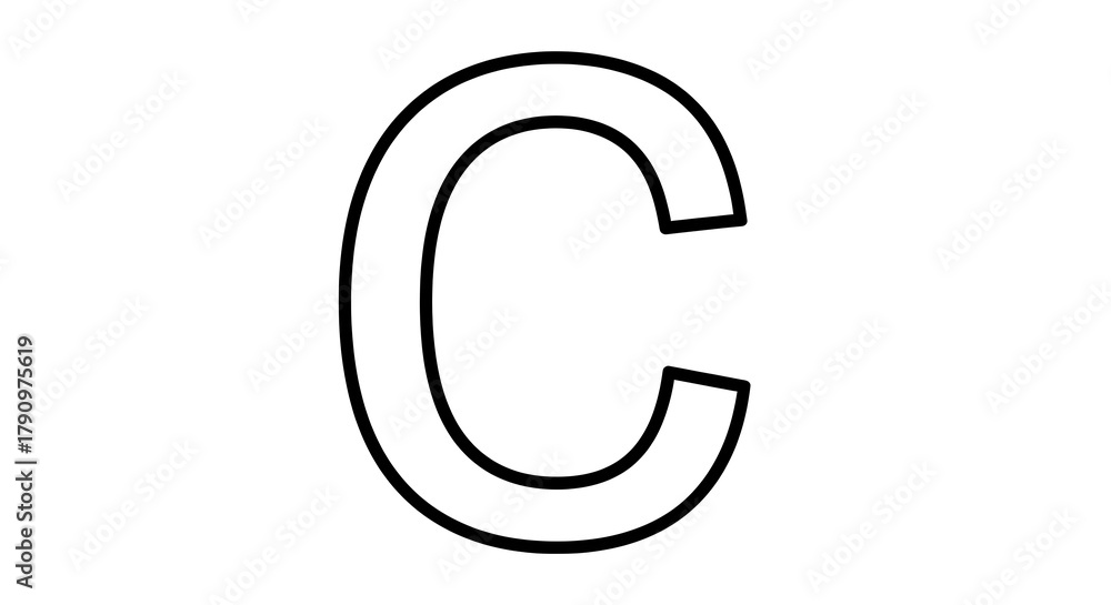 Fototapeta premium A simple outline of the letter c in black on a white background with a clear and minimalist design