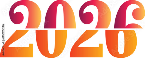 Vector art of 2026 and 2020 numbers with gradient