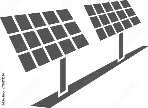 Simple dark grey silhouette of a solar panel array isolated on white background solar panel silhouette, black and white vector icon design. Solar panel icon in black silhouette style Solar panel