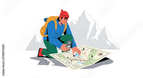 Mapping Adventures: A Hiker's Exploration Of Mountains And Compass Navigation