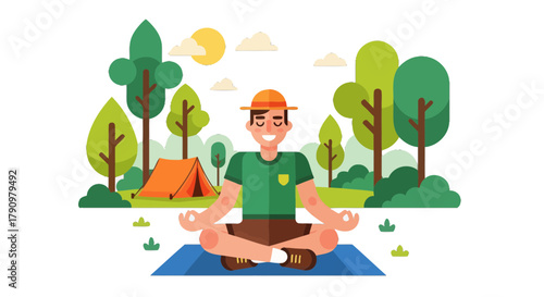 Meditative Camper Finds Serenity In Picturesque Natural Setting After Setting Up Camp