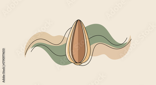 Minimalist Seed Illustration With Abstract Shapes and Soft Colors For Modern Design