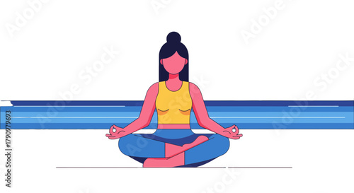 Meditative Illustration: Woman in Yoga Pose Promoting Peace and Serenity in Vector Form