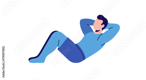 Minimalistic Illustration Of Person Performing Abdominal Exercise On A Black Background