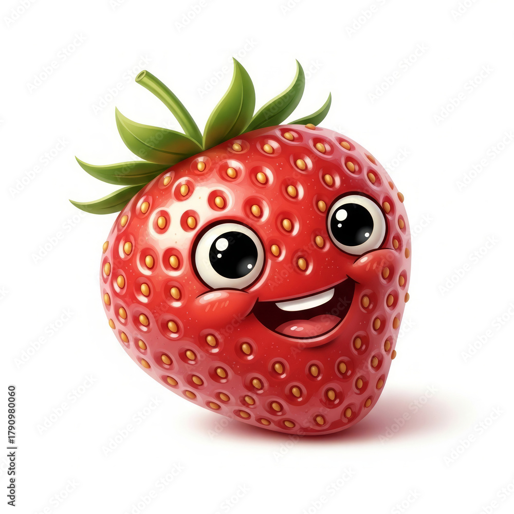 Obraz premium Playful Strawberry Character Illustration with a Cheerful Smile