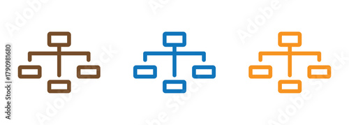 Dynamic colorful flowchart graphics for business strategies, project workflows, organization, and data analysis in modern company for web design and presentations