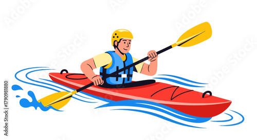 Kayaking Adventure In Water, A Recreational Sport, Active Lifestyle and Leisure