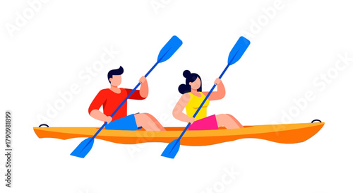 Kayak Adventure Depicting A Couple Enjoying Some Leisure Time And Paddling Together