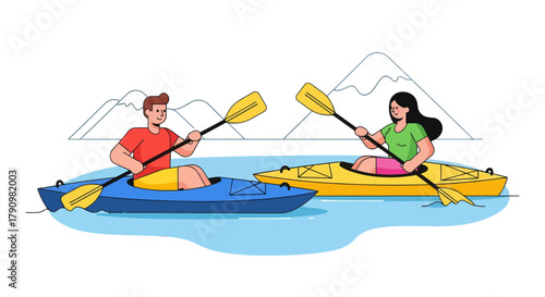 Kayak Adventure: Exploring The Water and Mountains Together, Enjoying The Calmness