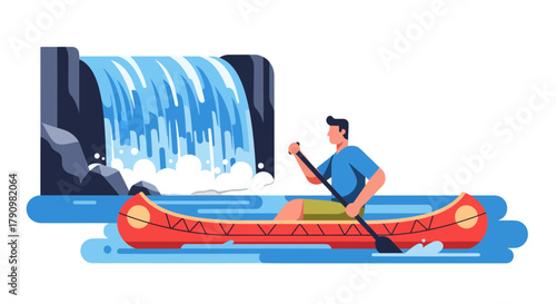 Kayak Adventure Near Majestic Waterfall: Exploring the Beauty of Nature and Serenity