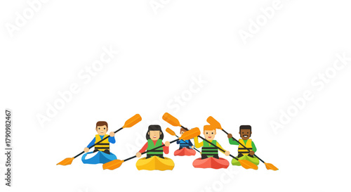 Kayak Adventures: Exploring Waters with Colorful Crew during Exciting Recreational Activities