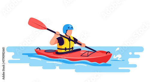 Kayaking Adventure: A Colorful Depiction Of Water Sports And Outdoor Recreation