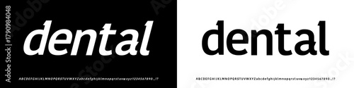 Dental font. Bold modern slant font vector with alternate style Black and white