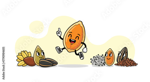 Joyful Seed Characters Dancing And Celebrating Life With Cheerful Expressions