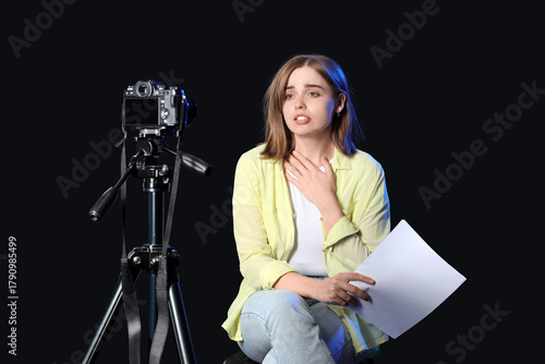 Young actress recording her...