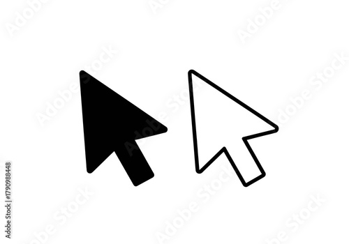 Two computer cursors one black and one white are shown