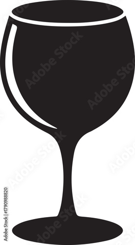 Simple Wine Glass Outline Drinkware Vector. Vector Black silhouettes. with white background