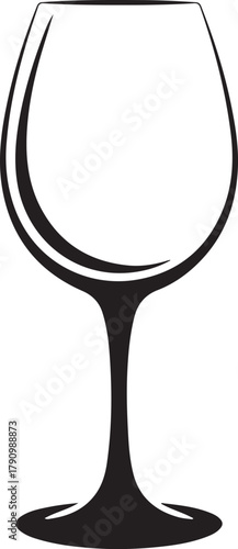 Simple Wine Glass Outline Drinkware Vector. Vector Black silhouettes. with white background