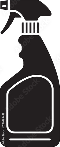 Floor Cleaner Bottle Silhouette Flat Design. Vector Black silhouettes. with white background