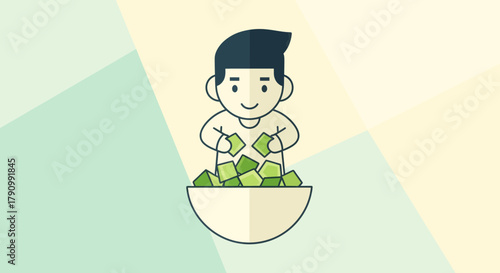 Joyful Person Handling Currency, Symbolizing Financial Abundance and Prosperity, Earning Wealth