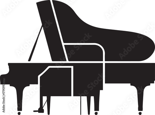 piano. Vector Black silhouettes. with white background