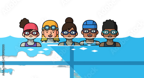 Joyful Group Of Swimmers Representing Diversity and Enjoyment in Underwater Activities