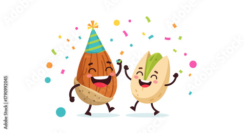 Joyful Nutty Companions Celebrating With Festive Decorations and Cheerful Expression