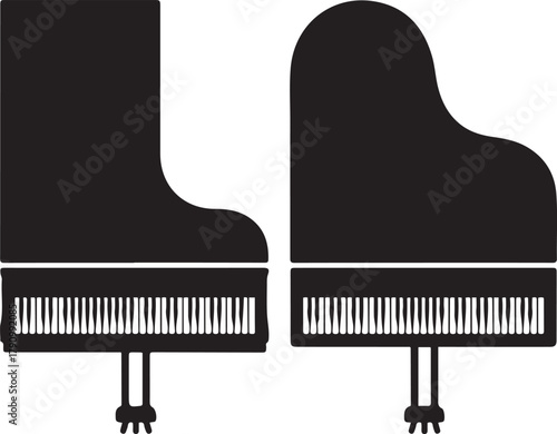 piano. Vector Black silhouettes. with white background