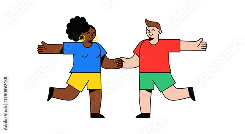 Joyful Partnership: Two Diverse Individuals Celebrate Collaboration and Shared Unity