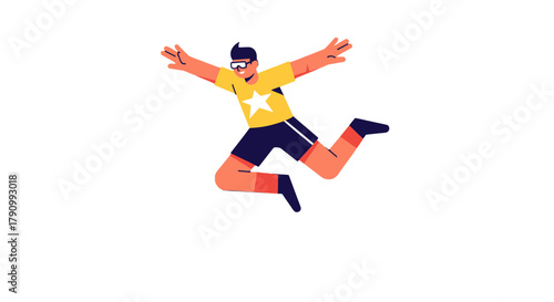 Joyful Illustration Of A Person Leaping Upwards In A State Of Excitement And Happiness