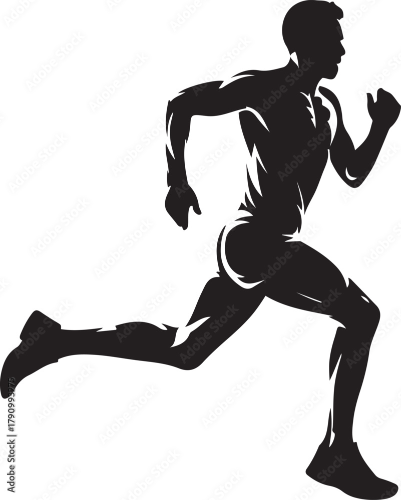 Obraz premium Simple black silhouette of a running man. Vector Black silhouettes. with white background