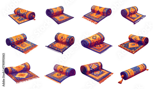 Set of cartoon carpets, vector illustration