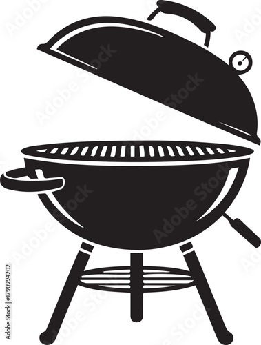 illustration of a portable grill. Vector Black silhouettes. with white background