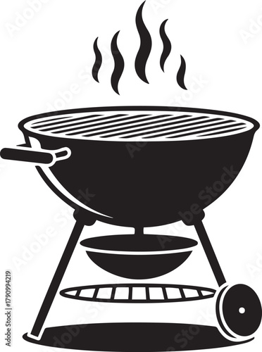 illustration of a portable grill. Vector Black silhouettes. with white background