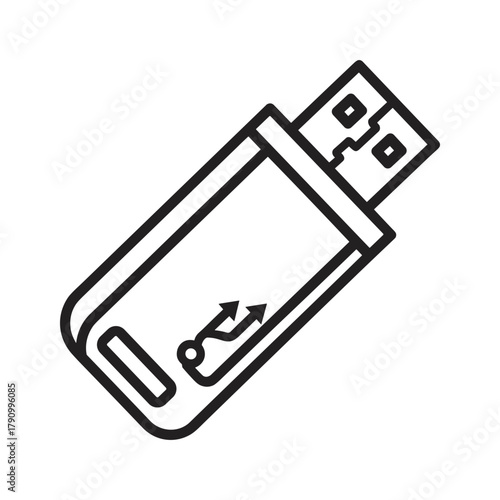 Usb flash drive icon with data transfer symbol
