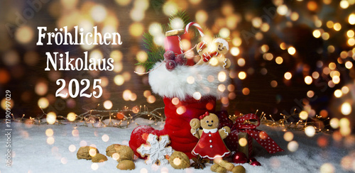 Santa Claus boot with gift ...