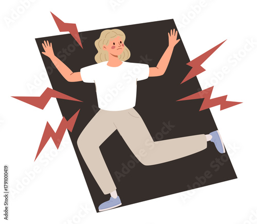 Woman with Claustrophobia Feel Pressure of Walls.