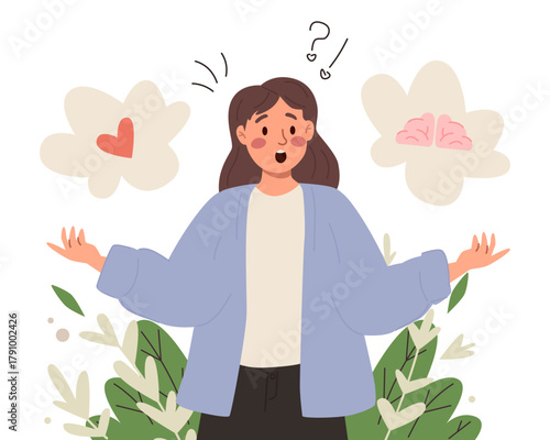 Young Woman Balancing Emotion an Intelligence.