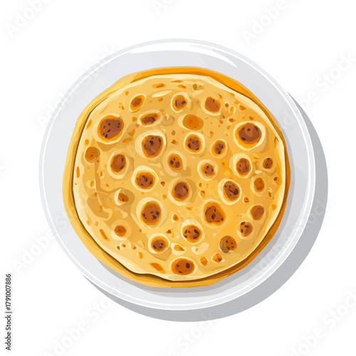 Paratha, modern 2D flat vector illustration in icon style, isolated on pure white background.