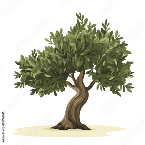 Simple flat 2D vector graphic of Olive Tree, modern icon look, displayed on a pure white background.